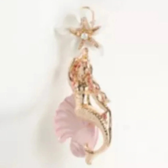BETSEY JOHNSON Gold-Tone Flower Starfish Mermaid Seashell Drop Earrings NEW NWT - Picture 5 of 5